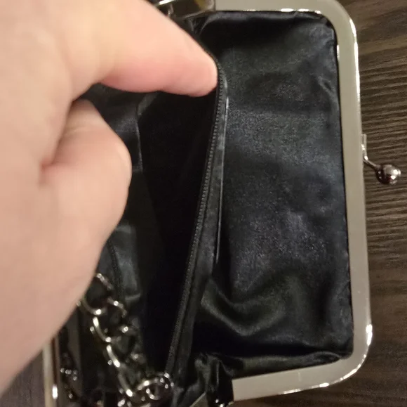 EXPRESS Black Glitter Evening Bag Handbag Purse To Clutch Vintage Style Gunmetal - Picture 4 of 12